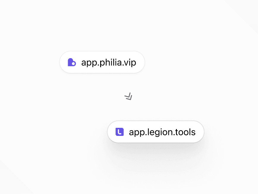 نگاشت آدرس‌های قدیمی philia.vip به آدرس‌های جدید legion.tools