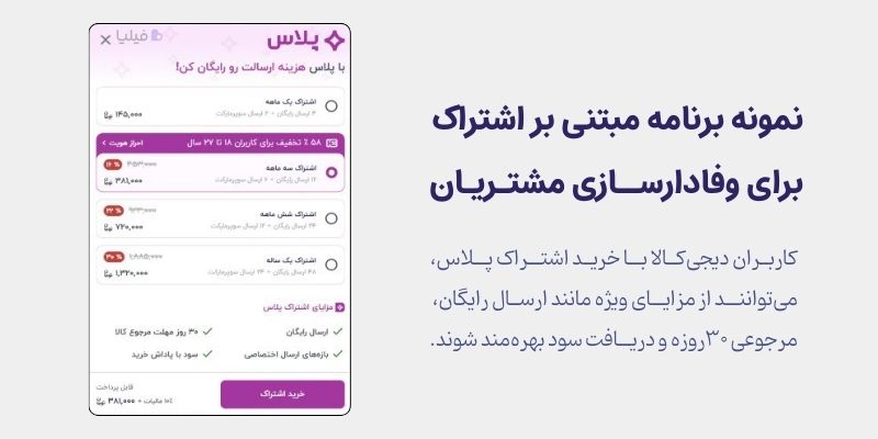 برنامه اشتراک دیجی‌پلاس در فروشگاه اینترنتی دیجی‌کالا
