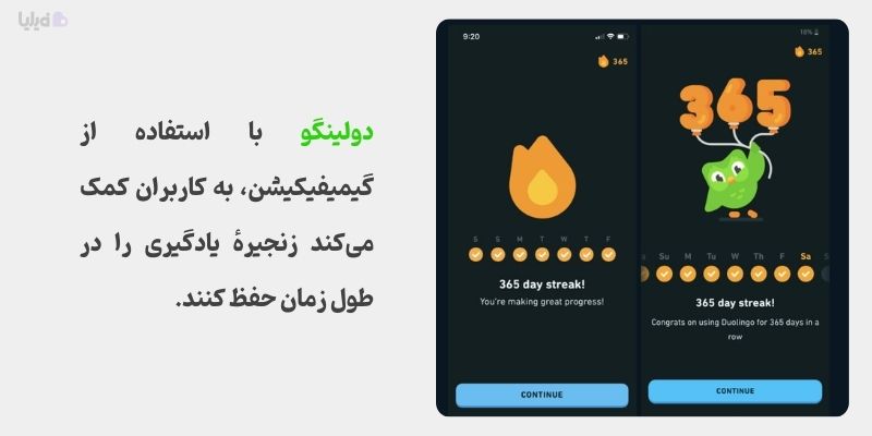 قابلیت زنجیرهٔ یادگیری، یکی از بهترین امکانات گیمیفیکیشن دولینگو است.