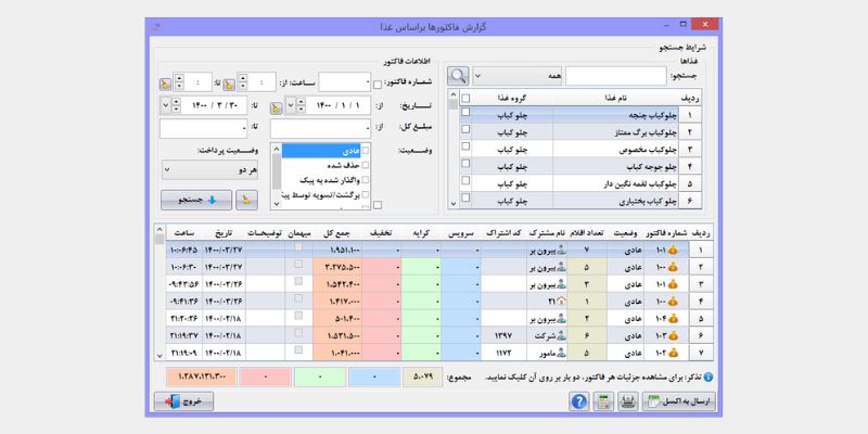 نرم افزار کافه رستوران زعفران