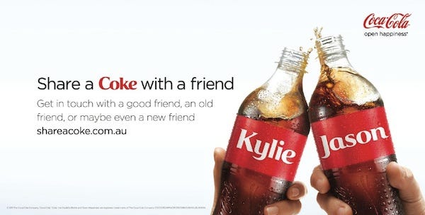 کمپین share a coke کوکاکولا