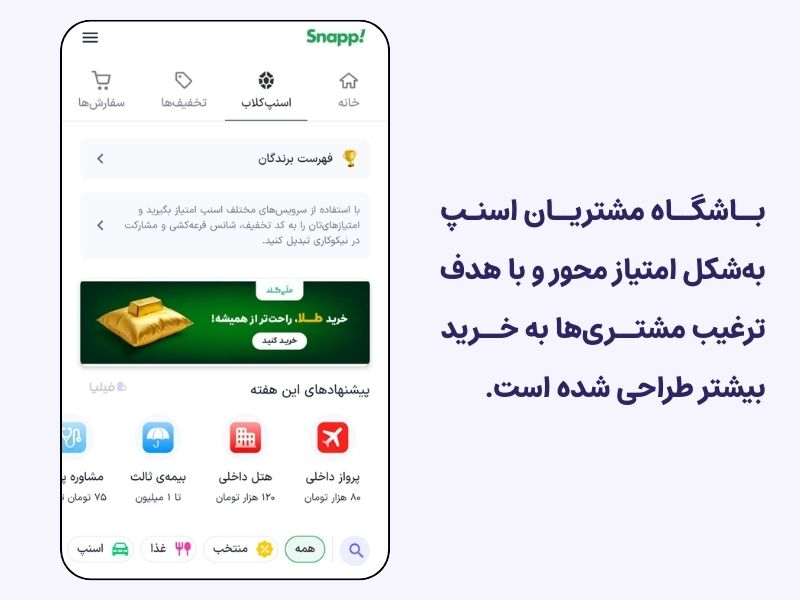 تصویری از فضای باشگاه مشتریان اسنپ
