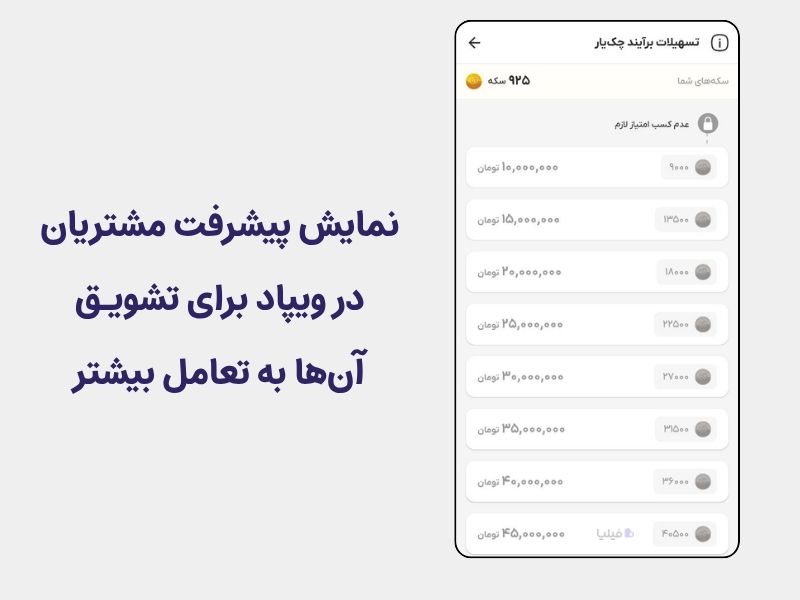 نمایش پیشرفت در ویپاد برای تاثیر روی روانشناسی وفاداری مشتری